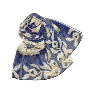Blue and White Portuguese Tile Poly Chiffon Scarf