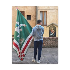 Siena, Italy, Practicing for the Palio Race, 16&quot; x 20&quot;,Canvas Gallery Wraps, Ready to Hang Art, Travel Photography, Street Art