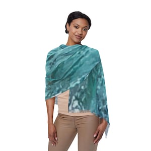 Pashmina Wrap Scarf, Italian Waters Design Lightweight Pashmina, Travel Scarf, Ocean Lover Gift, Fashion Scarf, Women&#39;s Accessories