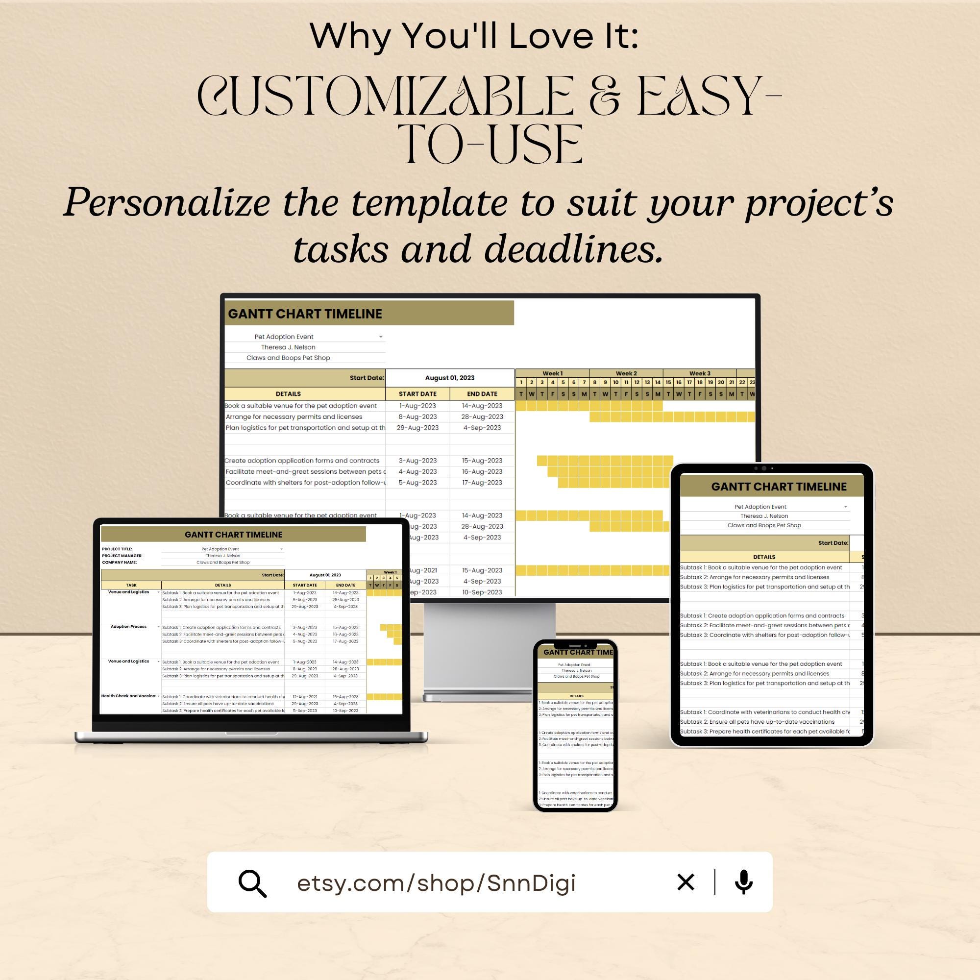 Gantt Chart Timeline Template, Customizable and Easy-to-use Visual ...
