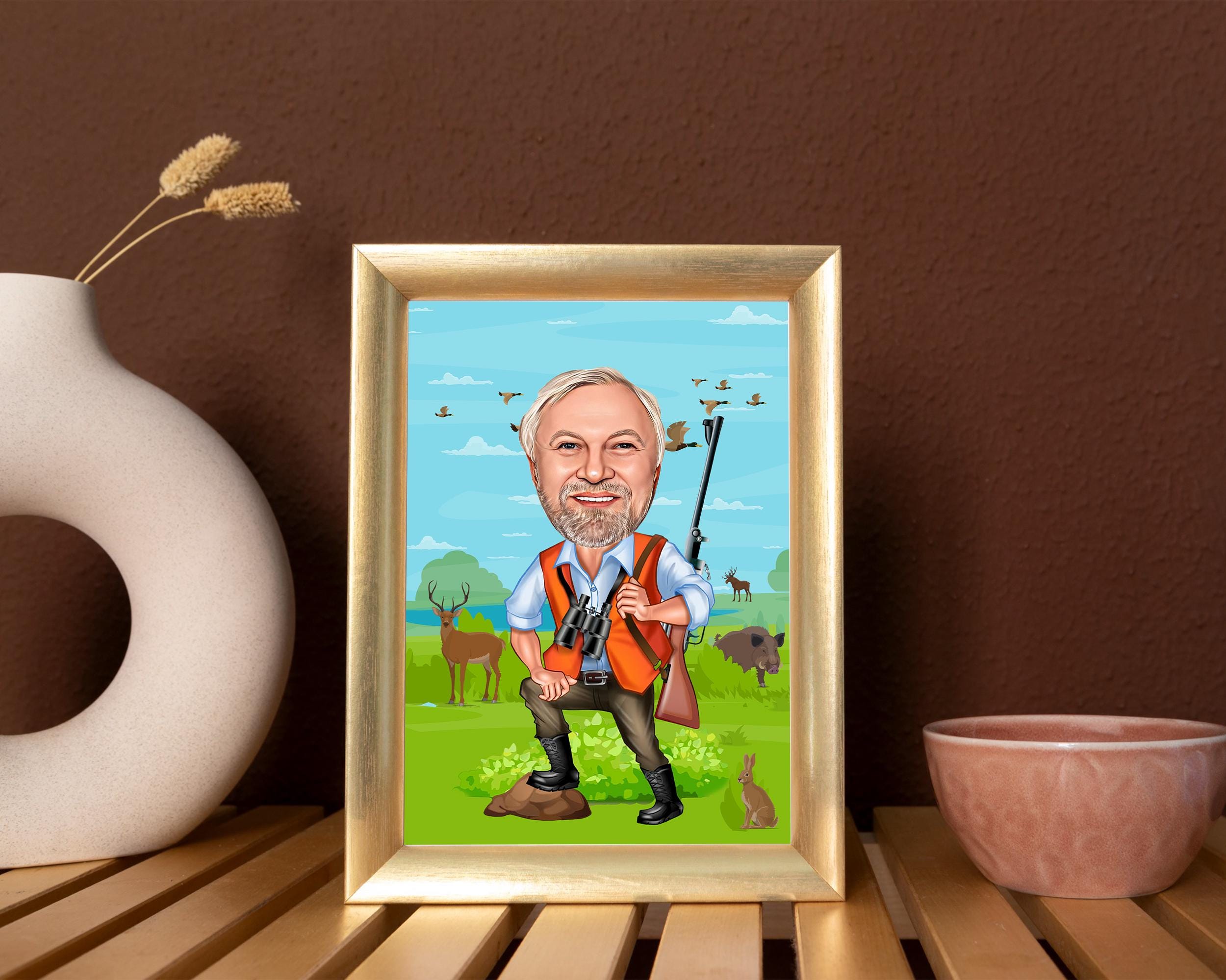 Custom Hunter Cartoon Portrait, Hunter Caricature, Digital Portrait ...