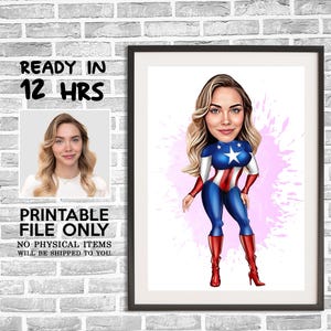 Super Woman Karikatur vom Foto, Super Woman Karikatur, Digitales Porträt, Super Woman Geschenk, Frauengeschenk