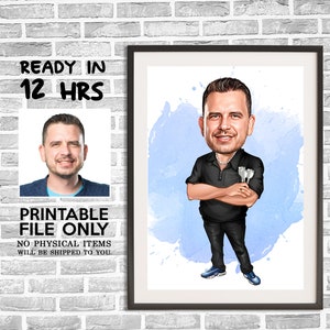 Retrato de dibujos animados de dardos personalizado, caricatura de amante de los dardos, retrato digital, regalo masculino, arte de dibujo de dardos, caricatura a partir de una foto