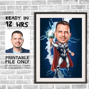 Benutzerdefinierte Superheld Cartoon Portrait, Superheld Karikatur, Digitales Porträt, Superheld Geschenk, Superheld Zeichnung Kunst
