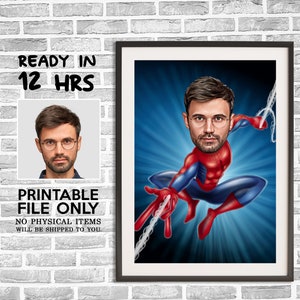 Benutzerdefinierte Superheld Cartoon Portrait, Superheld Karikatur, Digitales Porträt, Superheld Geschenk, Superheld Zeichnung Kunst