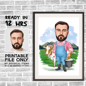 Custom Farmer Cartoon Portrait, Farmer Cartoon, Farmer Caricature,  Funny Farmer Gift, Farmer Portrait, Farmer Caricature from Photo