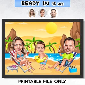 Benutzerdefinierte Urlaub Familie Cartoon Portrait, Karikatur vom Foto, Familien Cartoon Zeichnung, lustiges Familiengeschenk, Familienurlaub Cartoon