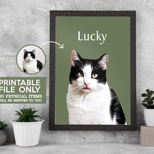 Portraits d'animal de compagnie personnalisés, dessin d'animal de compagnie, portrait numérique, dessin de chat aquarelle, portraits de chat numériques, photo d'animal de compagnie personnalisée