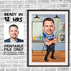 Custom Barber Cartoon Portrait, Barber For Men Caricature, Digital Portrait, Barber Gift, Barber Drawing Art, Funny Barber Cartoon