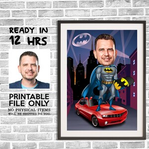 Benutzerdefinierte Superheld Cartoon Portrait, Superheld Karikatur, Digitales Porträt, Superheld Geschenk, Superheld Zeichnung Kunst