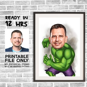 Benutzerdefinierte Superheld Cartoon Portrait, Superheld Karikatur, Digitales Porträt, Superheld Geschenk, Superheld Zeichnung Kunst