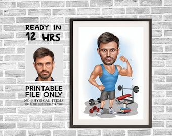 Fitness Cartoon Drawing from Photo, Fitness Caricature, Digital Portrait,  Funny Fitness Gift, Fitness Cartoon