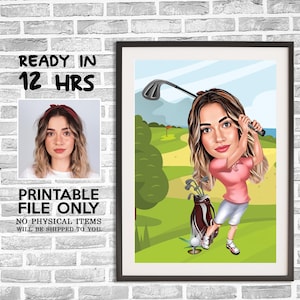 Golfer Karikatur vom Foto, Golfer Karikatur, digitales Porträt, Golfer Geschenk, Frauen Golf Geschenk, lustiges Golfer Geschenk