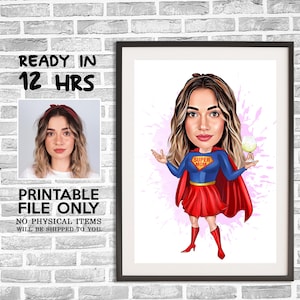 Caricatura di Super Mamma da Foto, Caricatura di Super Mamma, Regalo per la Mamma, Regalo di Super Donna, Regalo per Donna, Regalo per la Festa della Mamma