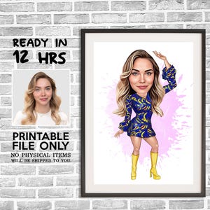 Custom Dancer Cartoon Portrait, Dancer For Female Caricature, Digital Portrait, Dancer Gift, Dancer Drawing Art,Gift For Dancer