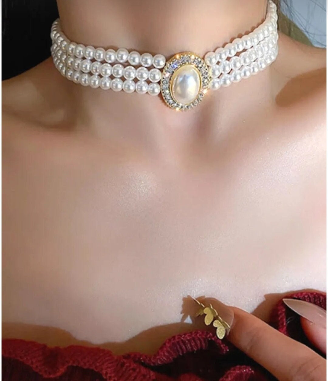 Black Ribbon Choker, Choker Pearl Collar Women, Swarovski Pearl Choker  Necklace, Collar Jewelry, Choker Necklace Gift, Pearl Necklace Gift 