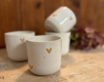 Ceramic cup white with hearts