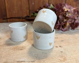 Ceramic espresso cup, white with hearts