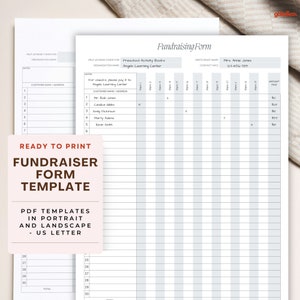 Fundraiser Form Instant Download Easy Printable Template Fundraiser