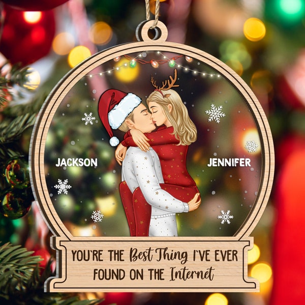 Personalized Couple Christmas Wooden Art - The Best Gift Is Time Together - Custom Name Winter Lovers Decor - Romantic Holiday Gift for Him or Her main image 1