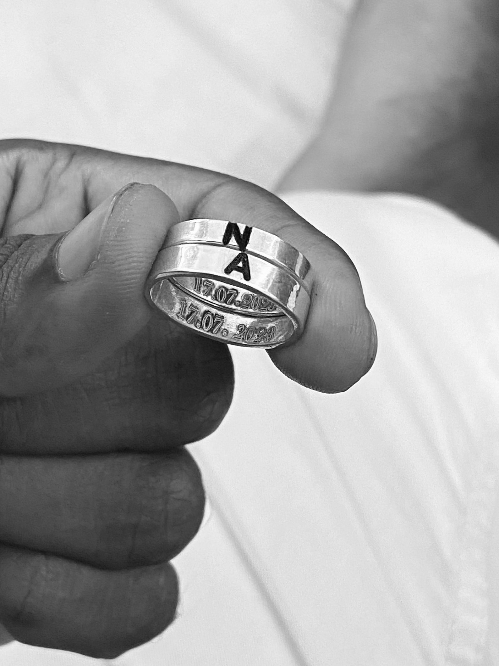 Initial Engraved Sterling Silver Rings . Couple Rings With Initials and ...