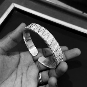 Adjustable Sterling Silver Cuff Kada: Handmade Indian Bracelet