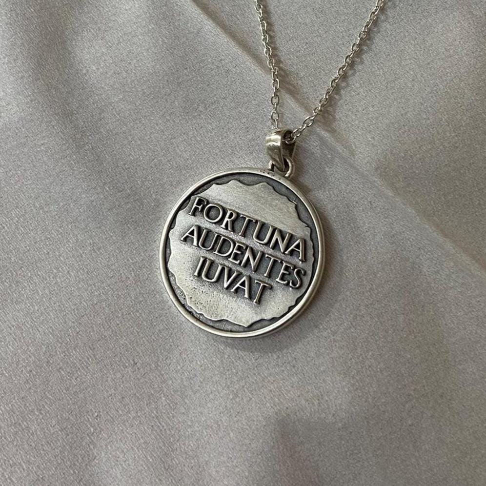 925 Sterling Silver Round Pendant | Custom Engraved Coin Necklace | Personalized Silver Pendant for Men | Logo or Text Engraved Gift