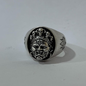 925 Sterling Silver Jambhala Ring for Men | Bold Kala Bhairava Buddhist Devil Ring | Monster Look Statement Ring | Heavy Silver Asur Ring