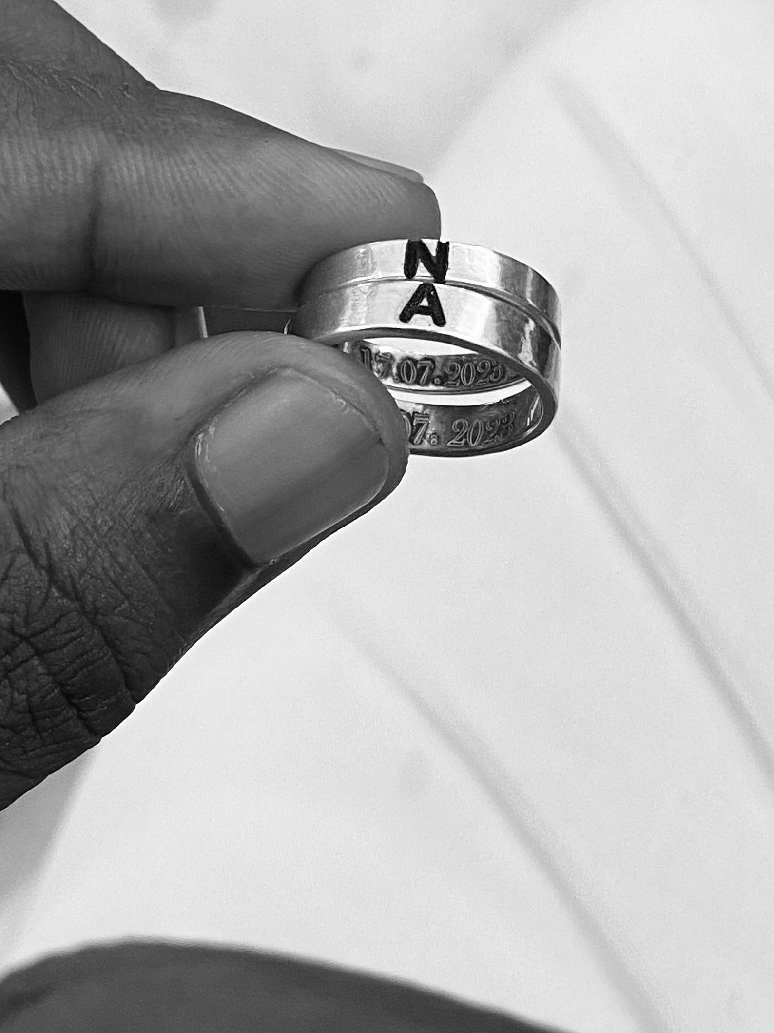 Initial Engraved Sterling Silver Rings . Couple Rings With Initials and ...