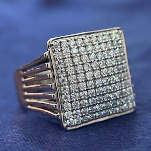 Iced Out Moissanite Ring: 925 Sterling Silver Hip Hop Jewelry