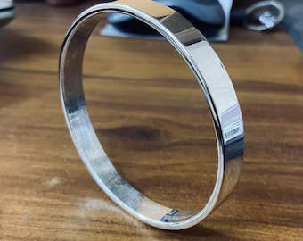925 Sterling Silver Kada | Solid Flat Design Bracelet | Hanuman Chalisa Engraved Kada | Unisex Religious Bangle | Pure Silver Kada for Men