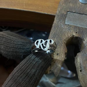 Customised Initial Ring – 925 Sterling Silver Signet Ring | Bold Personalized Jewelry, Men&#39;s Statement Ring, Made to Order Gift for Him