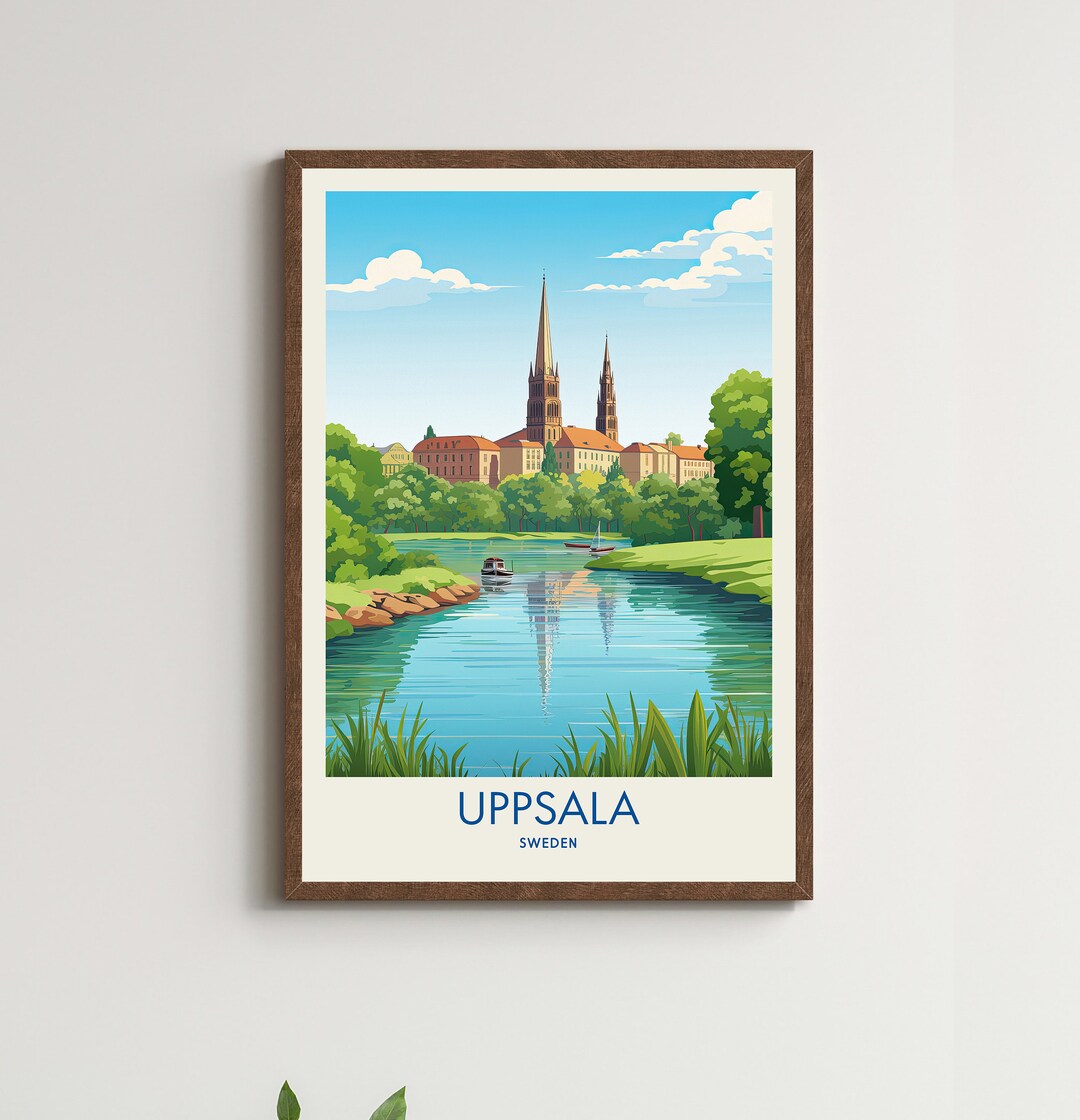 Uppsala Map Uppsala Travel Sweden Print Sweden Painting Etsy