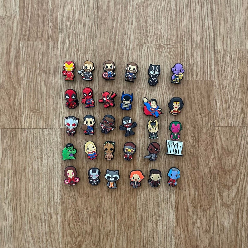 Super Hero Jibbitz Super Hero Croc Charms Marvel Croc Etsy