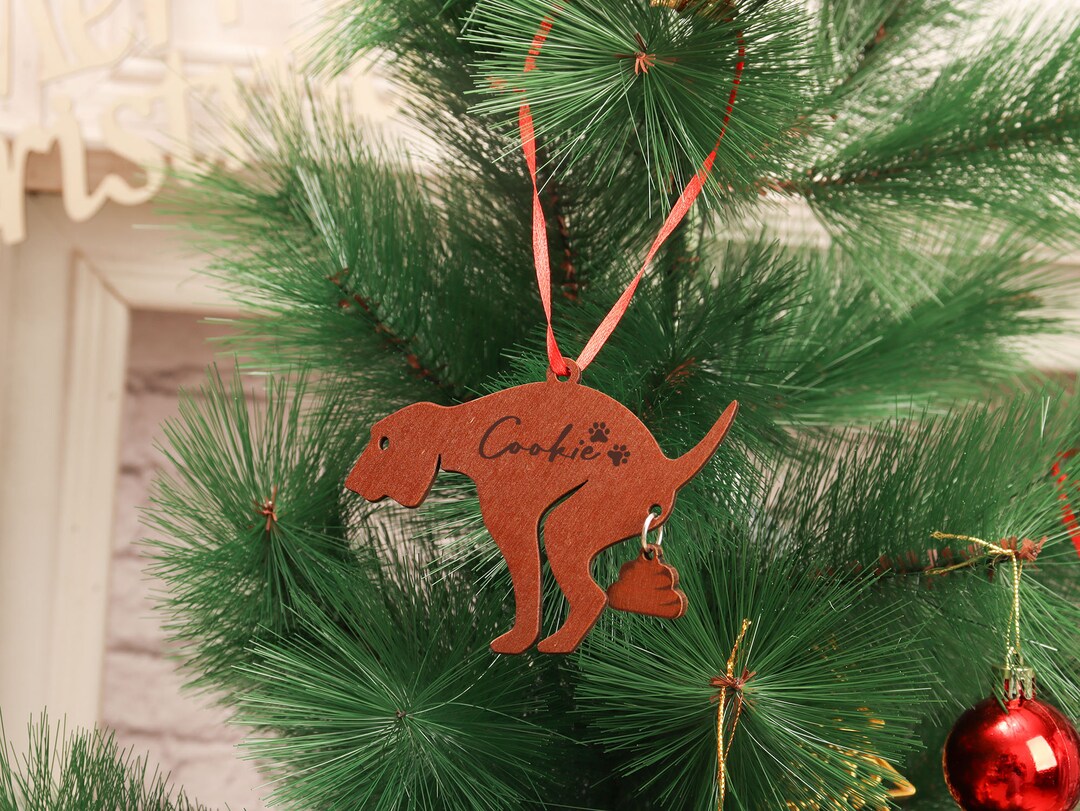 2023 POOPING DOG Christmas Dog Bauble Engraved Christmas Ornament