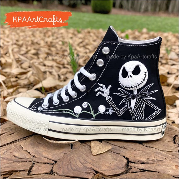 Jack Nightmare Embroidery Converse Halloween Cartoon Jack Skellington Embroidered Chuck Taylor horror Movie Inspired normal People Scare Me Etsy