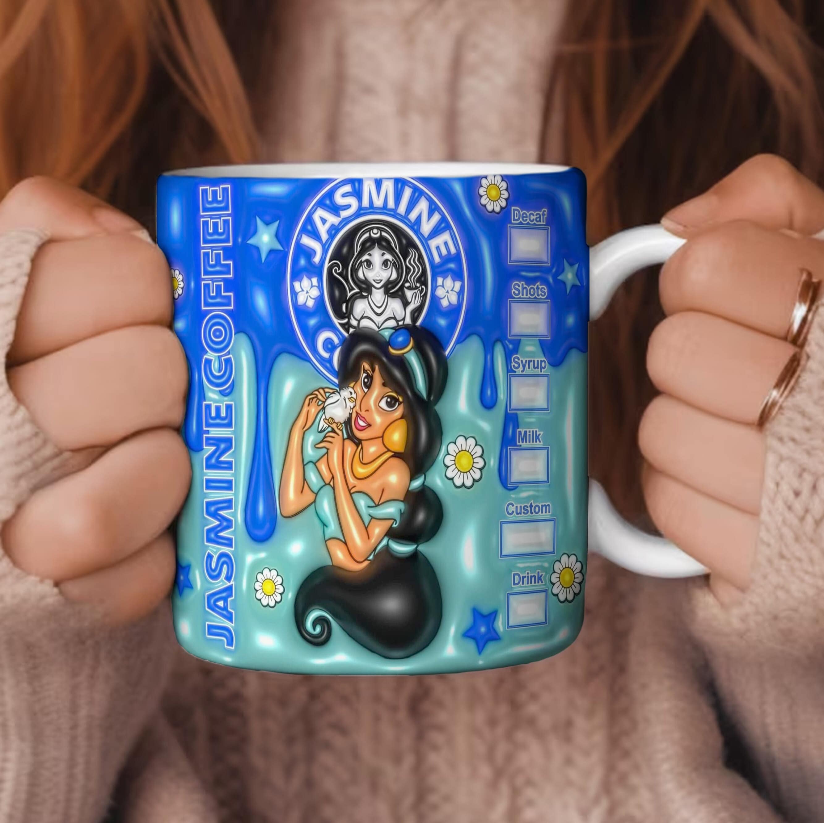 Aladdin Disney Blue & Yellow Coffee Mug Cup Genie Lamp Inside Wall Chinese  Tag -  Norway