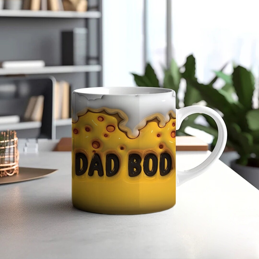 3D Inflated Puff Dad Bod Beer Fathers Day Mug, Inflated Beer Belly Mug