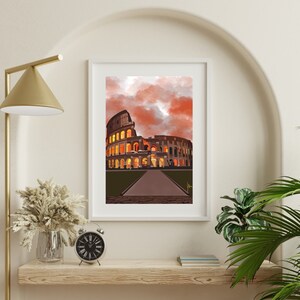 Colosseum, Digital print, landmark art, landmark print, Italy, Rome, Vatican City, wall art, landmark poster, wall poster, home decor