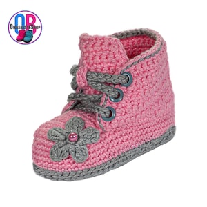 Baby shoes, crocheted, slippers, crawling shoes, gift ideas, reinforced sole, handmade, cotton, insole, eyelets, beads