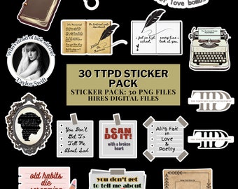 30 PNG Files Digital Downloadable Sticker Pack | Swiftie Merch |  Tortured Poets Department | Taylo Version | Eras Tour | TSwift | TTPD