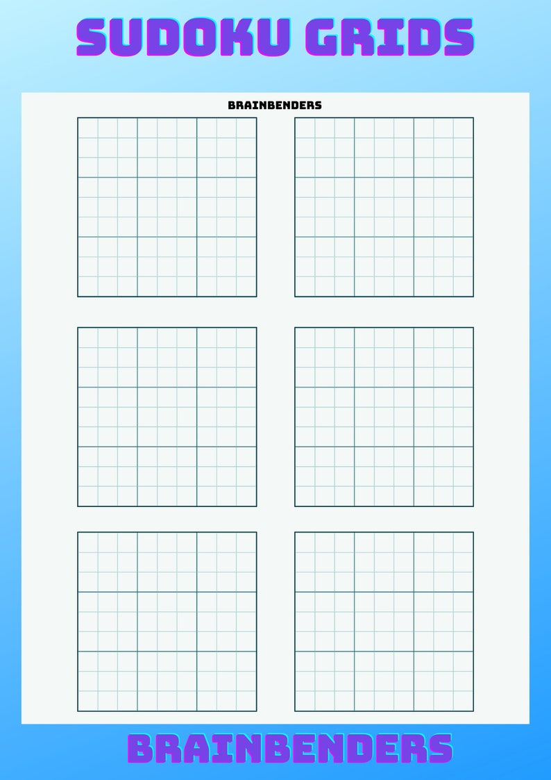 Set of Blank Sudoku Grids. (4 PAK 1,2,4,6 Games per Page + Bonus 4 ...