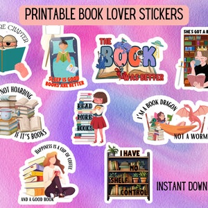 Printable Book Lover Stickers | Stickers to Use in Your Planners, Journals and Wherever You Like | Instant Download