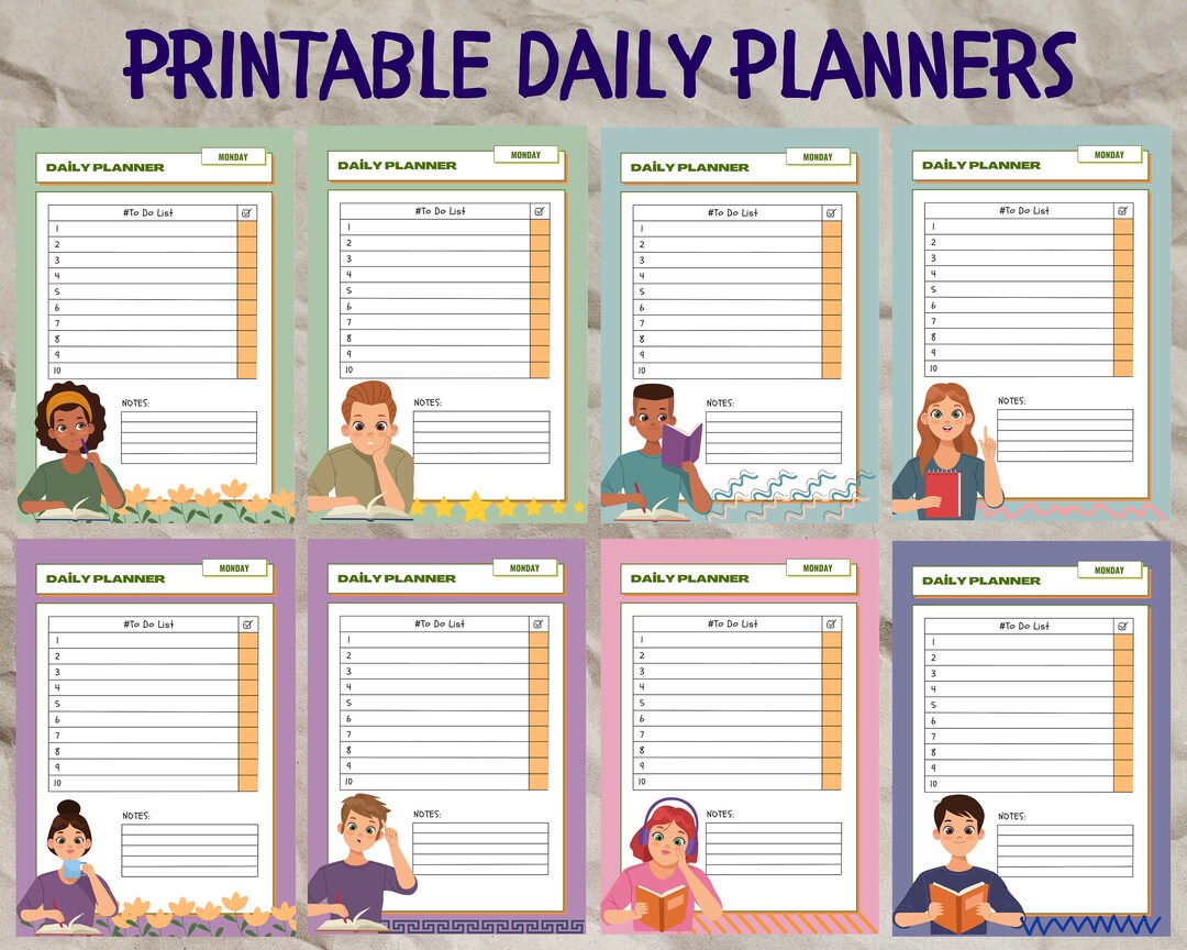 Daily Planner for Kids Printable Planner 7 Daysplanners - Etsy