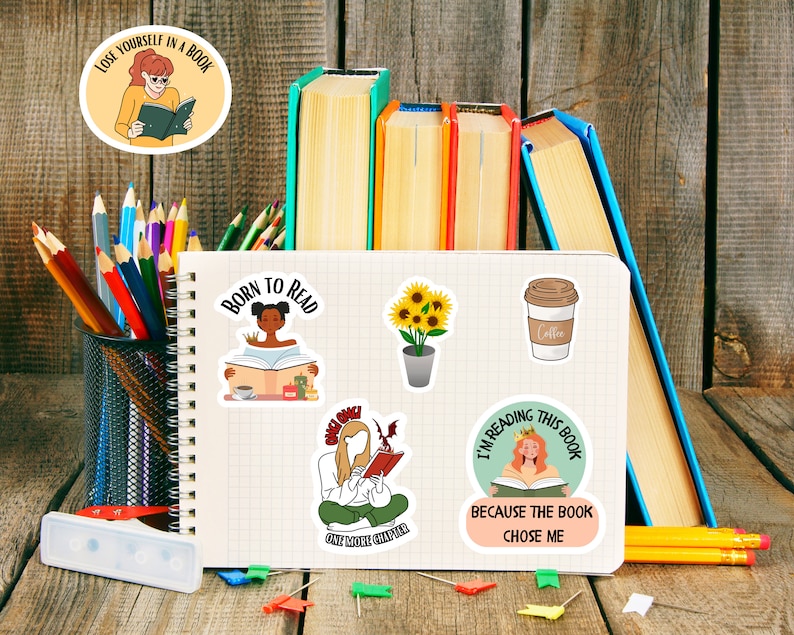 Printable Book Lover Stickers Book Stickers for Journal Stickers for
