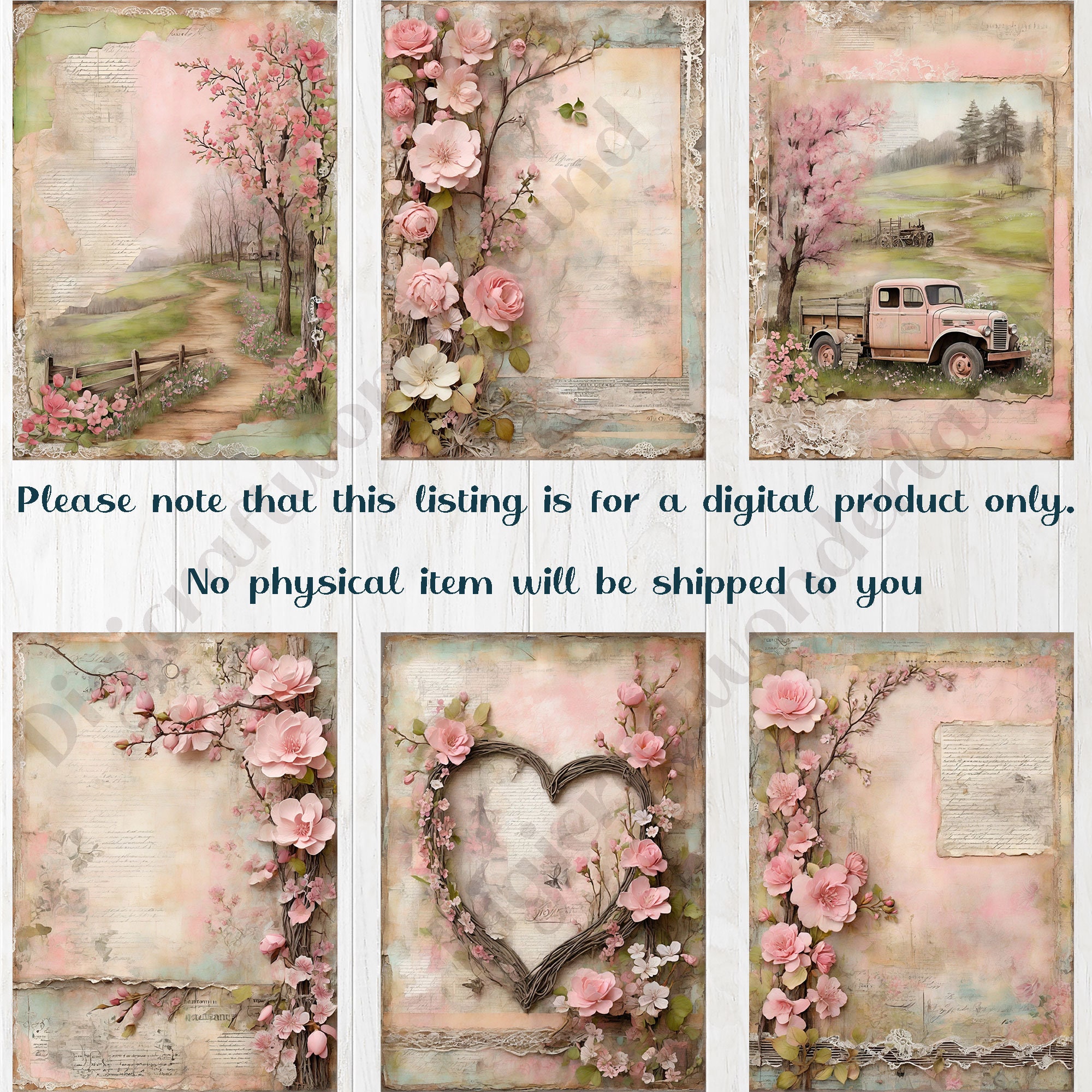 Rustic Junk Journal Kit Digital Scrapbook Pages Vintage Spring Junk ...