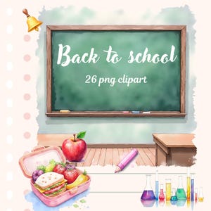 Back to school PNG bundle featuring preschool and kindergarten supplies