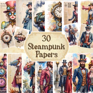 Vintage Steampunk Junk Journal Kit Instant Download Digital Scrapbook Paper Victorian Ephemera Whimsical Art  Fantasy Printable Backgrounds