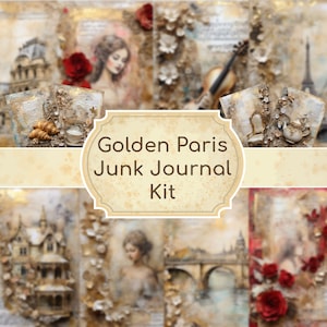 kit de carnet de bordel Paris vintage Français éphémères carnet de bord pages numériques Paris scrapbooking imprimable Tour Eiffel clipart feuille de Collage