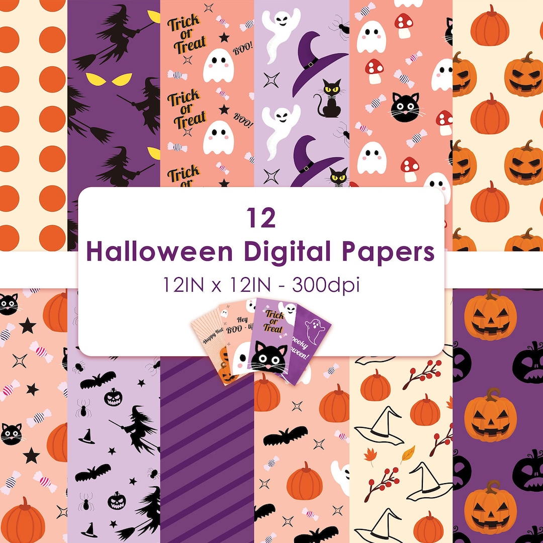 Halloween Scrapbook Papers Bundle Halloween JPG Junk Journal Print ...